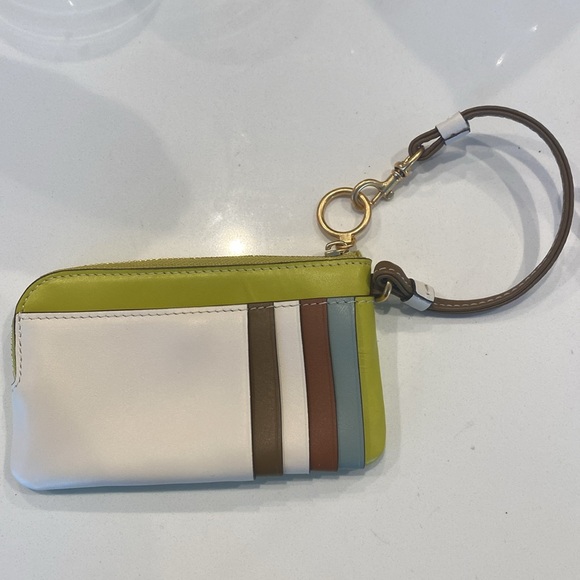 Tory Burch “island chartreuse” colour block wristlet and card holder - Picture 2 of 7